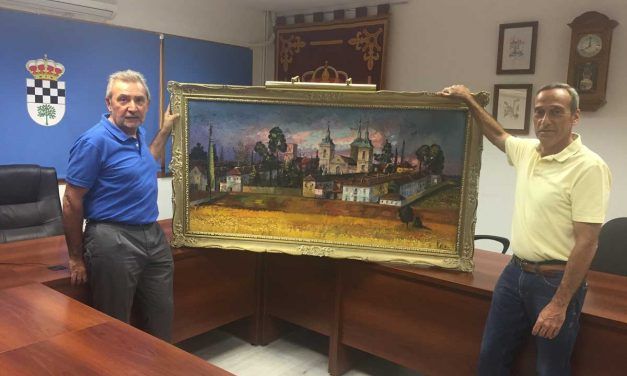 El Salón de Plenos del Consistorio viste sus paredes con otra de las grandes obras del pintor neobaztanés Rafael Velasco.