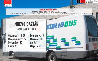Horario invierno BiblioBus en Nuevo Baztán (octubre a mayo)