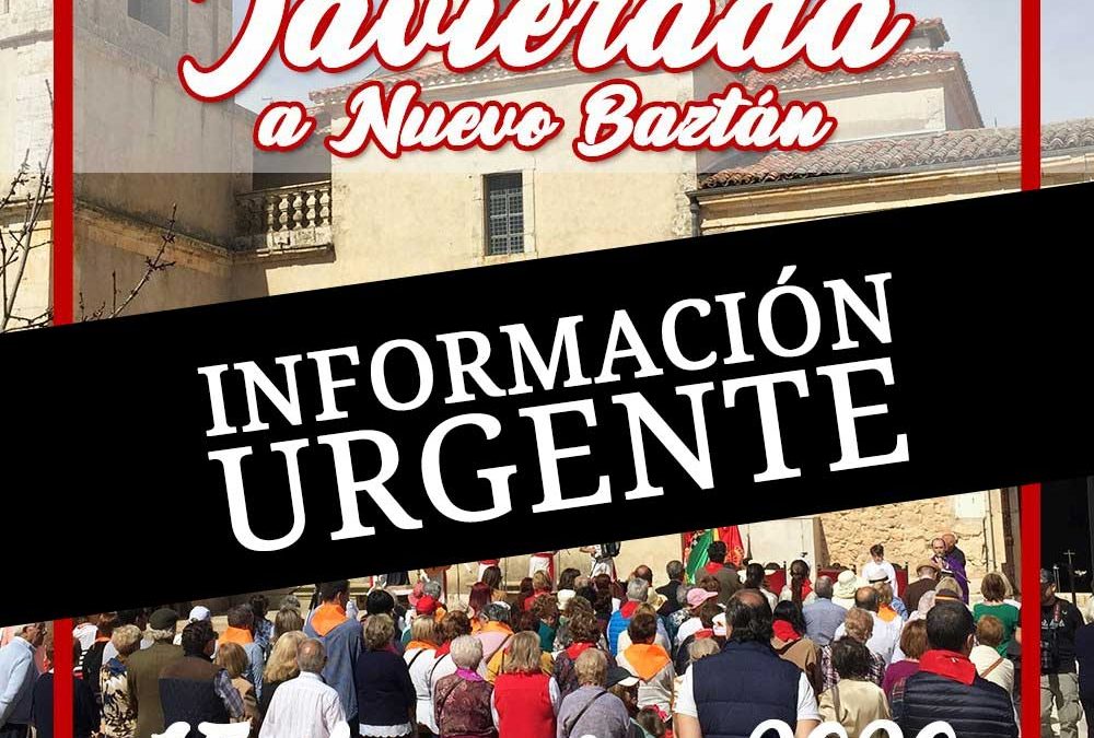 Información urgente sobre la Javierada del 15 de marzo 2020
