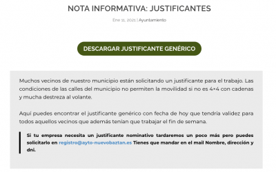 Nota informativa: Solicitud de justificantes para empresa