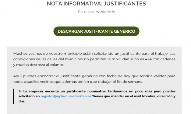 Nota informativa: Solicitud de justificantes para empresa
