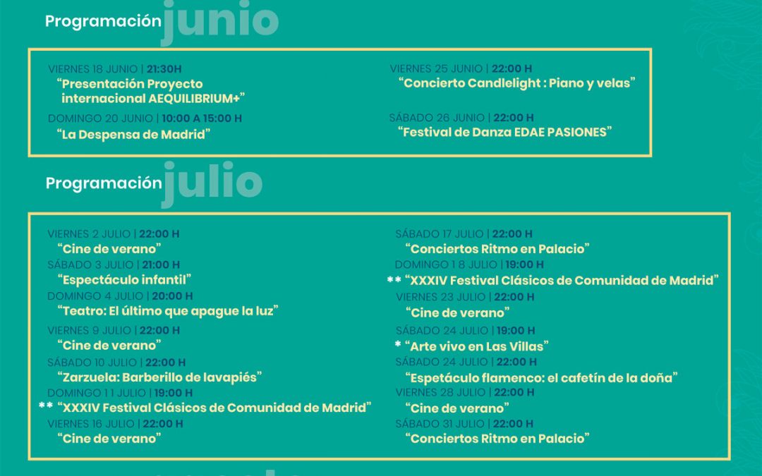 Programación Veranos de Nuevo Baztán 2021