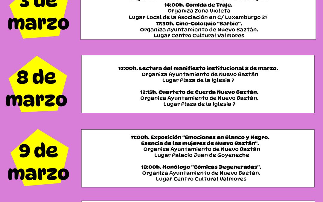 Programación día 8 de Marzo. Día de la Mujer.