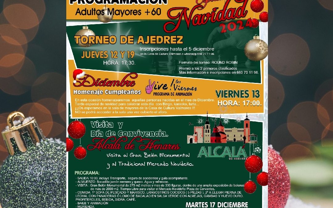 Programación de Actividades de Navidad para Adultos Mayores