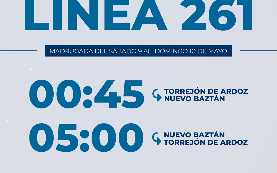 Refuerzo del servicio de autobús nocturno para las Fiestas Patronales de Nuevo Baztán